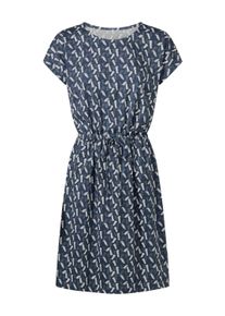 Shirtkleid SIEH AN "Jersey-Kleid Jerseykleid mit Rundhals-Ausschnitt", Damen, Gr. 52, Normalgr&ouml;&szlig;en, blau (dunkelblau, ecru, bedruckt), Modisch, Rundhals, Kleider Shirtkleid