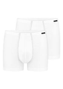 Boxershorts Schiesser "Essentials", Herren, Gr. 5, Single Jersey, wei&szlig; (100, wei&szlig;), Single Jersey, Obermaterial: 95% Baumwolle, 5% Elasthan, eng, Unterhosen Boxershorts, mit angenehm weichem Bund