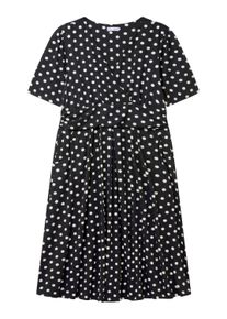 Sommerkleid sheego by Joe Browns "Jersey-Kleid Jerseykleid mit Polka-Dots", Damen, Gr. 52, Normalgr&ouml;&szlig;en, schwarz-wei&szlig; (schwarz, wei&szlig;, gemustert), Elegant, V-Ausschnitt, Kleider Sommerkleid