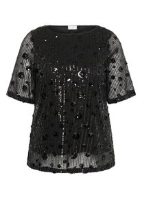 Kurzarmbluse Kaffe CURVE "Kaffe Curve Bluse kurzarm KCgracie", Damen, Gr. S, schwarz (schwarz deep), Blusen Kurzarmbluse