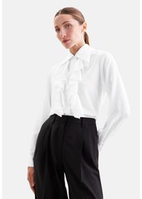 R&uuml;schenbluse Seidensticker, Damen, Gr. 3XL (46), wei&szlig;, 100% Seide, unifarben, regular fit, ohne Ausschnitt, Blusen R&uuml;schenbluse, 1/1 Kragen Uni