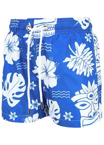Badehose AQUARTI "Badehose Vater Sohn Partnerlook Badeshorts Jungen Herren Badehose", Kinder, Gr. 122, N-Gr, blau (aloha blau wei&szlig;), Obermaterial: 100% Polyester PES., Badehosen Badehose