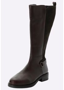 Stiefel sheego "Weitschaftstiefel Weitschaftstiefel", Damen, Gr. 43, XL-Schaft, braun (schoko), Veloursleder, Schuhe Stiefel