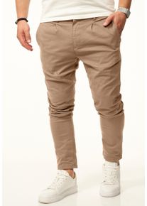 Chinohose DAILY COTTON "im CROPPED Slim-Fit Stil als Stoffhose", Herren, Gr. 36, Einheitsgr&ouml;&szlig;e, beige, Casual, slim fit, Hosen Chinohose, Freizeithose mit Gummibund, Tunnelzug & G&uuml;rtelschlaufen