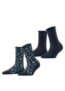 Socken Esprit "Art Pattern 2-Pack", Damen, Gr. 39-42, Sockengr&ouml;&szlig;e, schwarz (marine (6120)), regular fit, Socken Socken