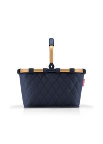 Einkaufskorb Reisenthel "carrybag", blau (frame rhombus midnight gold), B:48cm H:29cm T:28cm, Polyester, Einkaufsk&ouml;rbe, Einkaufskorb, Standf&uuml;&szlig;e, ummantelter Griff zum Umklappen, Innentasche Rei&szlig;verschluss
