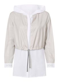 Klassische Bluse Heine "Longbluse Langarmbluse", Damen, Gr. 34, beige (ecru, hellgrau), Crepe, , Modisch, Blusen Klassische Bluse