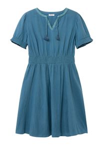 Sommerkleid sheego "Kleid Tunikakleid mit V-Ausschnitt und Bindeb&auml;ndern", Damen, Gr. 5, Normalgr&ouml;&szlig;en, topas, ozean, Modisch, Rundhals, Kleider Sommerkleid