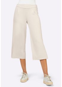 CR&Eacute;ATION L Culotte CREATION L "Jersey-Culotte Culotte mit Dehnbund hinten", Damen, Gr. 4, Normalgr&ouml;&szlig;en, beige (hellgrau), Web, Stoff, , Modisch, weit, Hosen Culotte