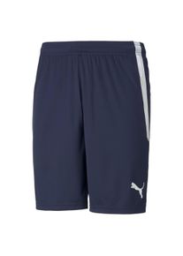 Trainingsshorts Puma "TEAMLIGA SHORTS", Herren, Gr. XL, N-Gr, blau (peacoat, Puma wei&szlig;), Interlock, Obermaterial: 100% Polyester, unifarben, regular fit normal, Hosen Trainingsshorts, atmungsaktiv, mit DryCELL Technologie