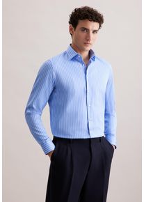 Businesshemd Seidensticker "Schwarze Rose", Herren, Gr. L (41), normale &Auml;rmell&auml;ngen, blau (mittelblau), 100% Baumwolle, gestreift, slim fit, 2-Knopf-Manschette, Hemden Businesshemd, Slim 1/1 Kentkragen Gestreift