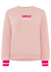 Sweatshirt Zwillingsherz "SMILE", Damen, Gr. L, rosa (blush), Obermaterial: 50% Baumwolle, 50% Polyester, Sweatshirts Sweatshirt, Mini Me Style, gestreifte B&uuml;ndchen, Smile Print vorne und am R&uuml;cken