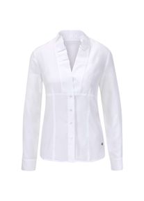 CR&Eacute;ATION L Klassische Bluse CREATION L "Viskose-Seiden-Bluse Langarm-Bluse mit Taillierung", Damen, Gr. 44, wei&szlig;, Web, Stoff, , Elegant, V-Ausschnitt, Blusen Klassische Bluse