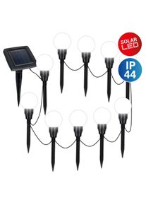 N&auml;ve LED Solarleuchte N&Auml;VE "Helsinki", schwarz (wei&szlig;), H:18cm L:650cm &Oslash;:5cm, Leuchten, LED Solarleuchte, 10er Set Dekoerdspie&szlig;e kugelf&ouml;rmig mit Solarpanel, L: 650cm, warmwei&szlig;