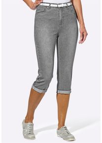 5-Pocket-Jeans WITT "Capri-Jeans Caprijeans inklusive G&uuml;rtel", Damen, Gr. 54, N-Gr, grau (grau denim), Denim/Jeans, , Sportlich, gerade, Jeans 5-Pocket-Jeans
