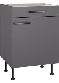 Unterschrank Optifit "Fiona", grau (anthrazit matt), B:60cm H:87cm T:58,1cm, Holzwerkstoff, Schr&auml;nke, Unterschrank, Breite 60 cm, mit h&ouml;henverstellbaren Stellf&uuml;&szlig;en