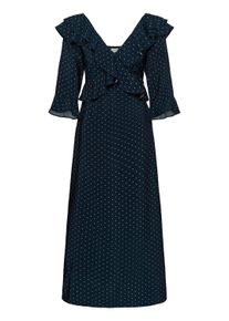 Midikleid Kaffe "Kaffe Kleid KAelsie", Damen, Gr. 46, Normalgr&ouml;&szlig;en, blau (navy, wei&szlig; petite dot), Kleider Midikleid