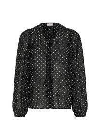 Langarmbluse Kaffe "Kaffe Langarm KAmindy", Damen, Gr. 42, schwarz-wei&szlig; (schwarz with wei&szlig; dot), Blusen Langarmbluse