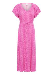 Midikleid Ichi "IHAya", Damen, Gr. 40, Normalgr&ouml;&szlig;en, pink (pink, wei&szlig; graphic scallop), Kleider Midikleid