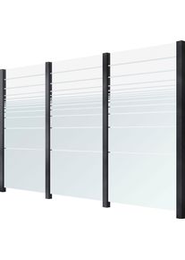 Zaun STAKET PRO, grau (anthrazit), Pfosten: 4 Stk., Aluminium, Glas, Zaunelemente, Zaun, Glaszaun, Gesamtl&auml;nge: 3,361 m, 4 Pfosten