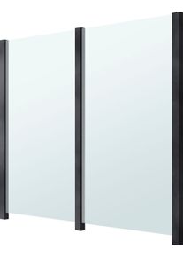 Zaun STAKET PRO, grau (anthrazit), Pfosten: 3 Stk., Aluminium, Glas, Zaunelemente, Zaun, Glaszaun, Gesamtl&auml;nge: 2,29 m, 3 Pfosten