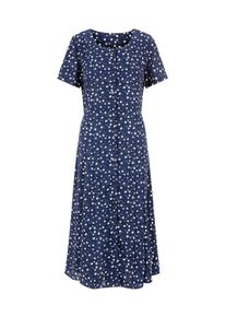 Trachtenkleid WITT "Kleid Sommerkleid mit Bindeb&auml;ndern, figurumspielend", Damen, Gr. 48, Normalgr&ouml;&szlig;en, blau (marine, gebl&uuml;mt), Basic, Rundhals, Kleider Trachtenkleid, aus Cr&ecirc;pe, mit Bindeband im R&uuml;cken