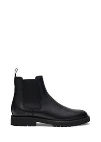 Chelseaboots Guess "BROXTIN", Herren, Gr. 46, Synthetik Textil, schwarz, Leder, Textil, Schuhe Chelseaboots, Blockabsatz, Business-Boots mit praktischer Anziehlasche