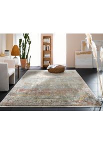 Teppich OCI DIE TEPPICHMARKE "BESTELLER CAVA, auch als L&auml;ufer und in Rund", bunt (multi), B:240cm H:8mm L:240cm, Viskose, Teppiche, Teppich, Glanz Viskose, mit Fransen, Hoch Tief Struktur, Vintage, Wohnzimmer