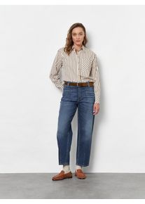 Klassische Bluse Toni "Clyde", Damen, Gr. 4, bunt (creme, braun 790), Web, , Casual, comfort fit normal, hoch geschlossener Ausschnitt, Manschette, Blusen Klassische Bluse, mit Streifen