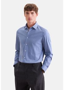 Flanellhemd Seidensticker "Schwarze Rose", Herren, Gr. XL (44), normale &Auml;rmell&auml;ngen, blau, 100% Baumwolle, unifarben, tailored fit, 2-Knopf-Manschette, Hemden Flanellhemd, Shaped 1/1 Kentkragen Uni