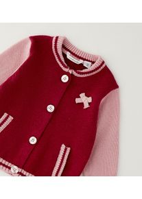 Cardigan MINIBANDA "BABY GIRL KNITWEAR", M&auml;dchen, Gr. 68, rot (claret), 80% Baumwolle, 20% Wolle, Strickjacken Cardigan