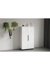 Highboard Home Affaire "Tuluza, Breite 80 cm, moderne Hochkommode mit ger&auml;umiger Stauraum", wei&szlig; (wei&szlig;, wei&szlig; hgl), B:80cm H:145cm T:40,5cm, Holzwerkstoff, Melamin, Metall, Spanplatte, Sideboards, Highboard, Hochschrank viel Stauraum, Einlegeb&ouml;den verstellbar, Hochglanzfront