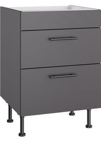 Kochfeldumbauschrank Optifit "Fiona", anthrazit matt, B:60cm H:87cm T:58,1cm, Holzwerkstoff, Schr&auml;nke, Kochfeldumbauschrank, Breite 60 cm, mit 2 Ausz&uuml;gen und h&ouml;henverstellbaren Stellf&uuml;&szlig;en