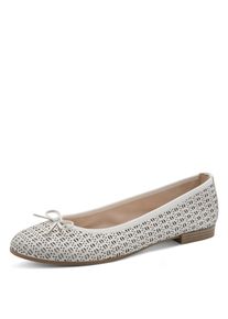Ballerina Tamaris, Damen, Gr. 40, Textil, wei&szlig;, Glattleder, unifarben, Schuhe Ballerina, Blockabsatz, Schlupfschuh, Businesschuh mit Touch It-Ausstattung