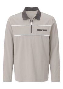 Poloshirt SIEH AN "Langarm-Poloshirt Poloshirt mit langen &Auml;rmeln", Herren, Gr. 48/50, beige (hellgrau), Basic, Shirts Poloshirt