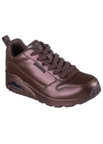 Sneaker Skechers "UNO-GALACTIC GAL", Damen, Gr. 42, Textil, braun (dunkelbraun), Synthetik, Schuhe Sneaker, Schn&uuml;rschuh, Metallic-Sneaker mit Luftkissend&auml;mpfung