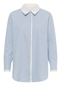 Hemdbluse Culture "Culture DK Hemd langarm CUjina", Damen, Gr. M, blau (cashmere blau check), Blusen Hemdbluse