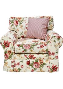 Sessel Home Affaire "Laura K", wei&szlig; (cremewei&szlig;, blumenmuster), B:110cm H:97cm T:95cm, 100% Baumwolle, Sessel, Sessel, Gebl&uuml;mter Polstersessel, creme Wei&szlig;, 110x97x97, Sitzh&ouml;he 53, Baumwolle