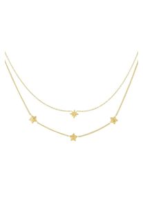 Adelia&acute;s Gliederkette ADELIA&acute;S "Zweireihige Layering-Halskette mit Sternmotiven und Strass 42,5 cm + 5 cm" Gr. 42,5, gold (goldfarben), Halsketten, Damen, 42,5cm, Edelstahl, Gliederkette, Zwei versetzte Kettenreihen mit Sternmotiven pr&auml;gen diesen trendigen Modeschmuck
