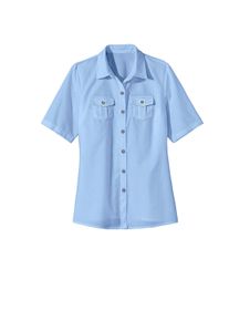 Klassische Bluse SIEH AN "Bluse Hemdbluse mit Brust-Pattentaschen", Damen, Gr. 46, blau (bleu), Basic, Blusen Klassische Bluse