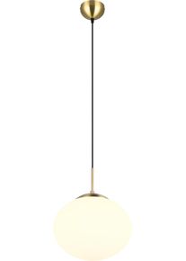 Trio LEUCHTEN Pendelleuchte "FOMENTO, H&auml;ngelampe mit Glasschirm, exkl 1x E27 max 15W", gold (messing matt), 1, &Oslash; 30cm H: 150cm, 1 Stk., Leuchten, Glas H&auml;ngeleuchte H&ouml;he 150 cm, H&auml;ngelampe K&uuml;che Esszimmer Wohnzimmer, Pendelleuchte