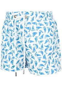 Badehose AQUARTI "Badehose Vater Sohn Partnerlook Badeshorts Jungen Herren Badehose", Kinder, Gr. XS, N-Gr, wei&szlig; (schiffe blau wei&szlig;), Obermaterial: 100% Polyester PES., Badehosen Badehose