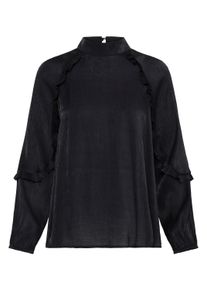 Langarmbluse Pulz Jeans "Pulz Jeans Bluse langarm PZFIRA", Damen, Gr. L, schwarz (schwarz beauty), Blusen Langarmbluse