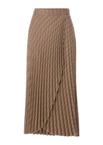 Wickelrock Heine "Rock Plisseerock", Damen, Gr. 48, beige (sand, dunkelrot, kariert), Web, Stoff, , Modisch, R&ouml;cke Wickelrock