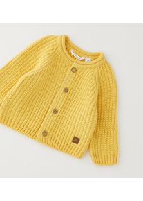 Cardigan MINIBANDA "BABY BOY KNITWEAR", Jungen, Gr. 92, gelb, 80% Baumwolle, 20% Wolle, Strickjacken Cardigan