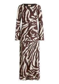 Midikleid Cartoon "Midikleid langarm", Damen, Gr. 34, EURO, bunt (wei&szlig;, braun), Kleider Midikleid