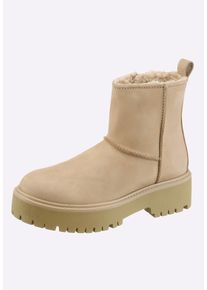 Stiefelette Heine "Stiefelette Stiefelette", Damen, Gr. 39, sand, Rindsleder, Schuhe Stiefelette
