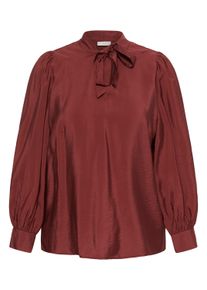 Langarmbluse Kaffe CURVE "Kaffe Curve Bluse langarm KCmariana", Damen, Gr. 48, braun (port), Blusen Langarmbluse