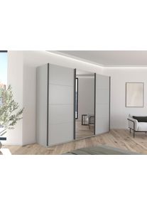 Kleiderschrank OTTO HOME "Schrank Garderobe Ankleide Schlafzimmerschrank Mietswohnung AGORDO", grau (seidengrau, griffleisten graumetallic), B:271cm H:210cm T:62cm, Holzwerkstoff, Schr&auml;nke, Kleiderschrank, Seidengrau mit Spiegel, Top Innenausstattung MADE IN GERMANY