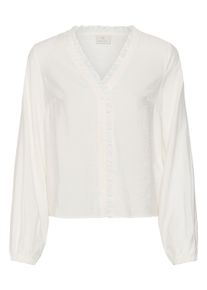 Langarmbluse Kaffe "Kaffe Bluse langarm KAsollie", Damen, Gr. 42, wei&szlig; (chalk), Blusen Langarmbluse